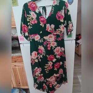 Maurices Dark Green Floral Midi Dress